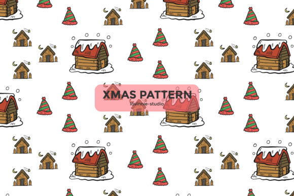 Christmas Pattern House Hat Vector Cute