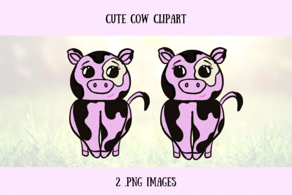 Cute Black and Pink Cow Clipart