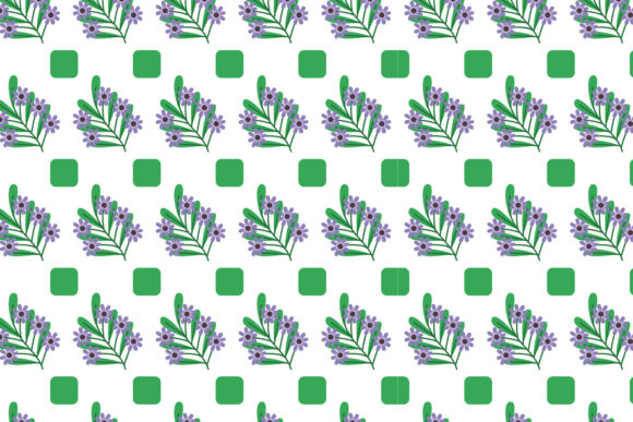 Flower Pattern Purple with Green Leaf