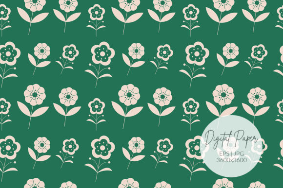Flower Pattern with Green Background