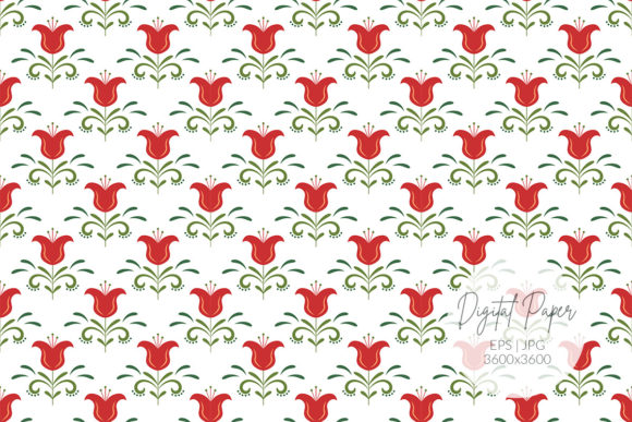 Folk Flower Pattern Wallpaper