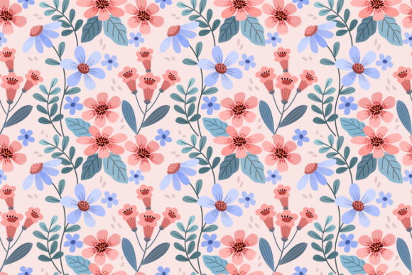 Hand Draw Flowers Seamless Pattern