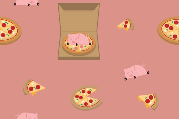 Pig on the Pizza: A Playful Seamless Pattern for Designers and Makers