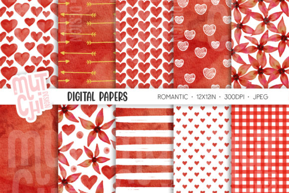 Romantic Watercolor Digital Paper Set
