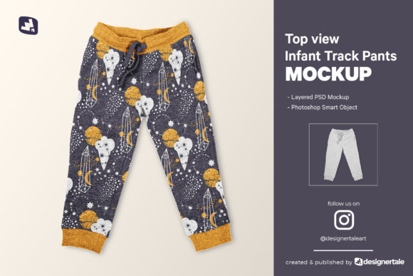 Top View Infant Track Pants Mockup for Creative Designers