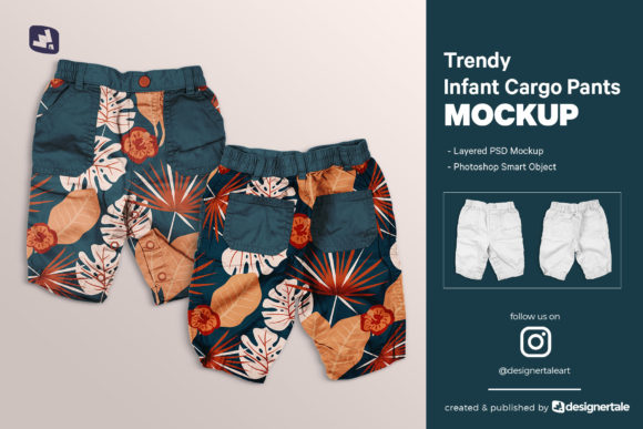 Trendy Infant Cargo Pants Mockup